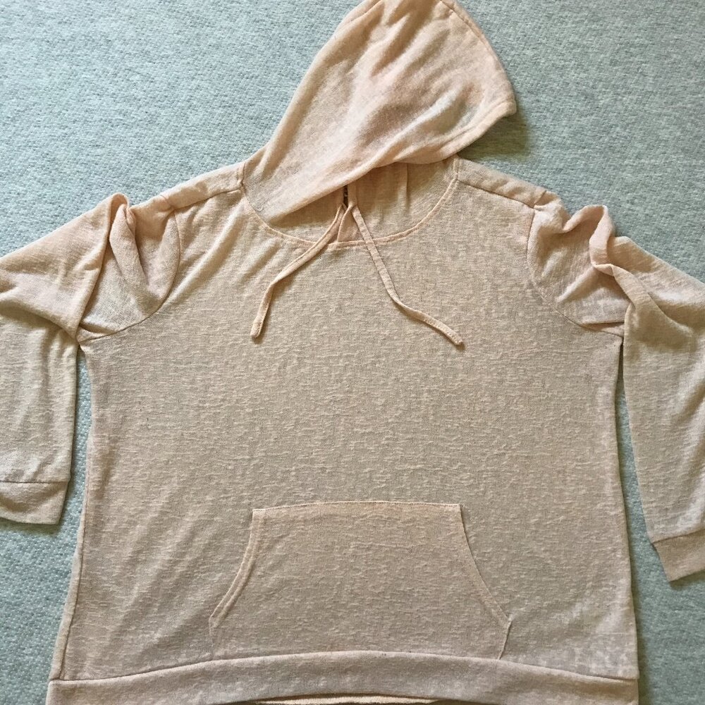 Weatherproof Vintage Hoodie Peach Long Sleeve Pockets Sheer Lightweight Womens M